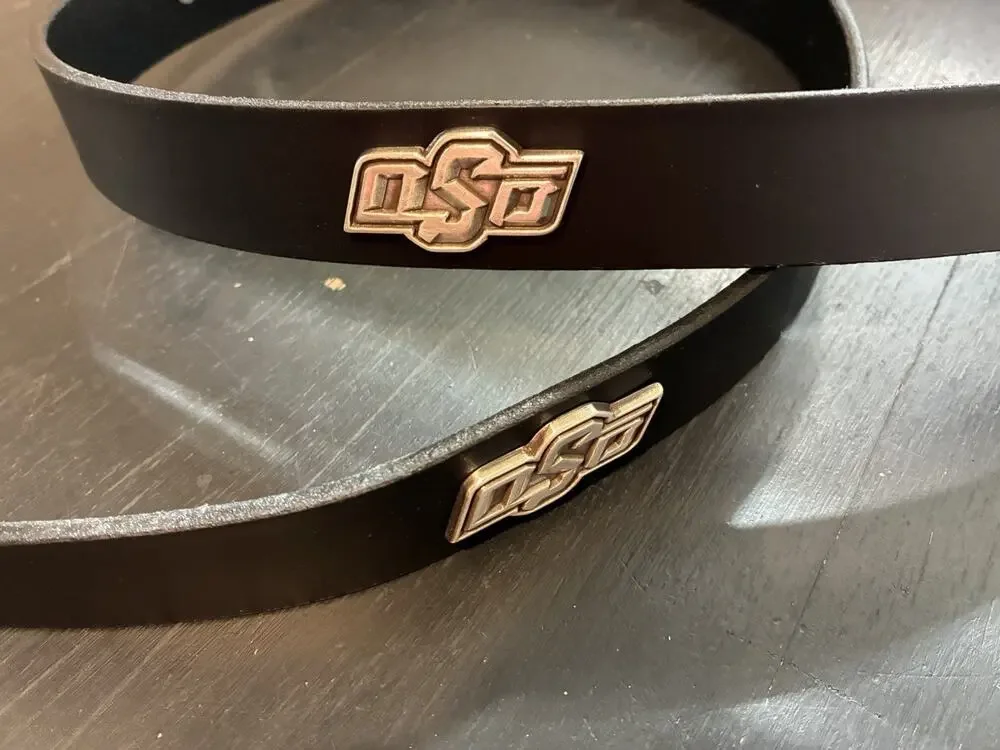 Black Genuine Leather Belt 4 OSU Oklahoma State University Conchos 28,30,32,38
